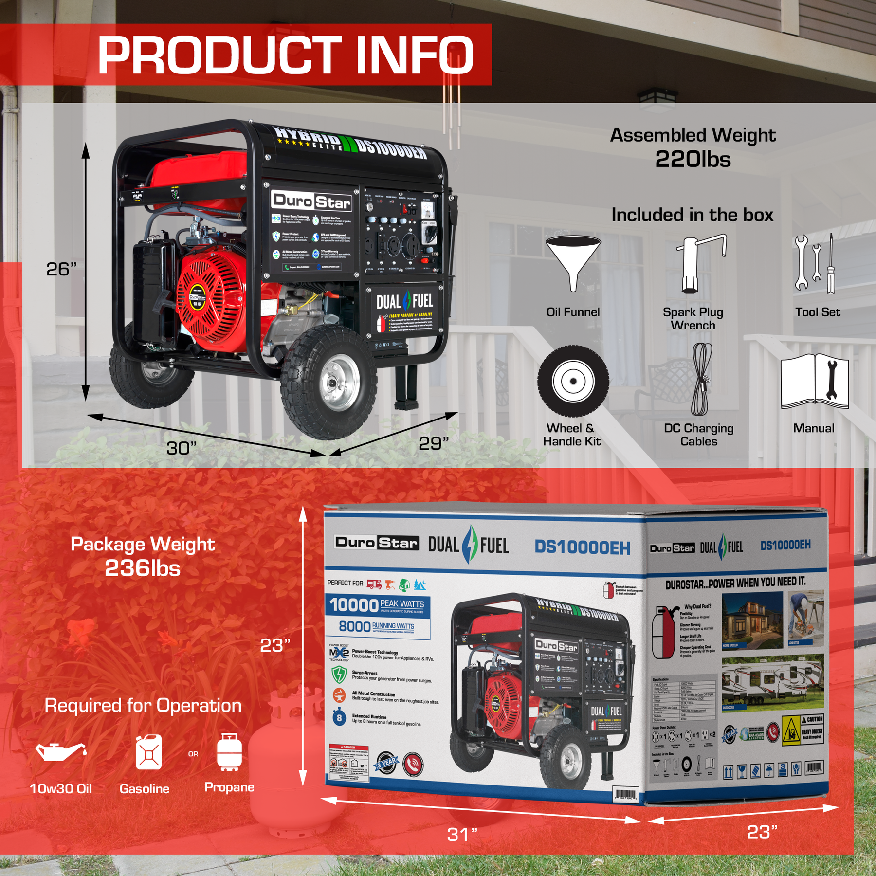 DuroMax 10,000 Watt Dual Fuel Portable Generator DS10000EH