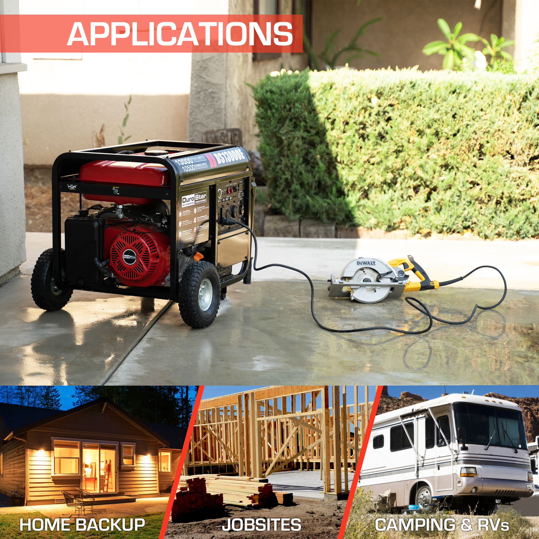 (Discontinued) DuroStar 13,000 Watt Gasoline Portable Generator DS13000E