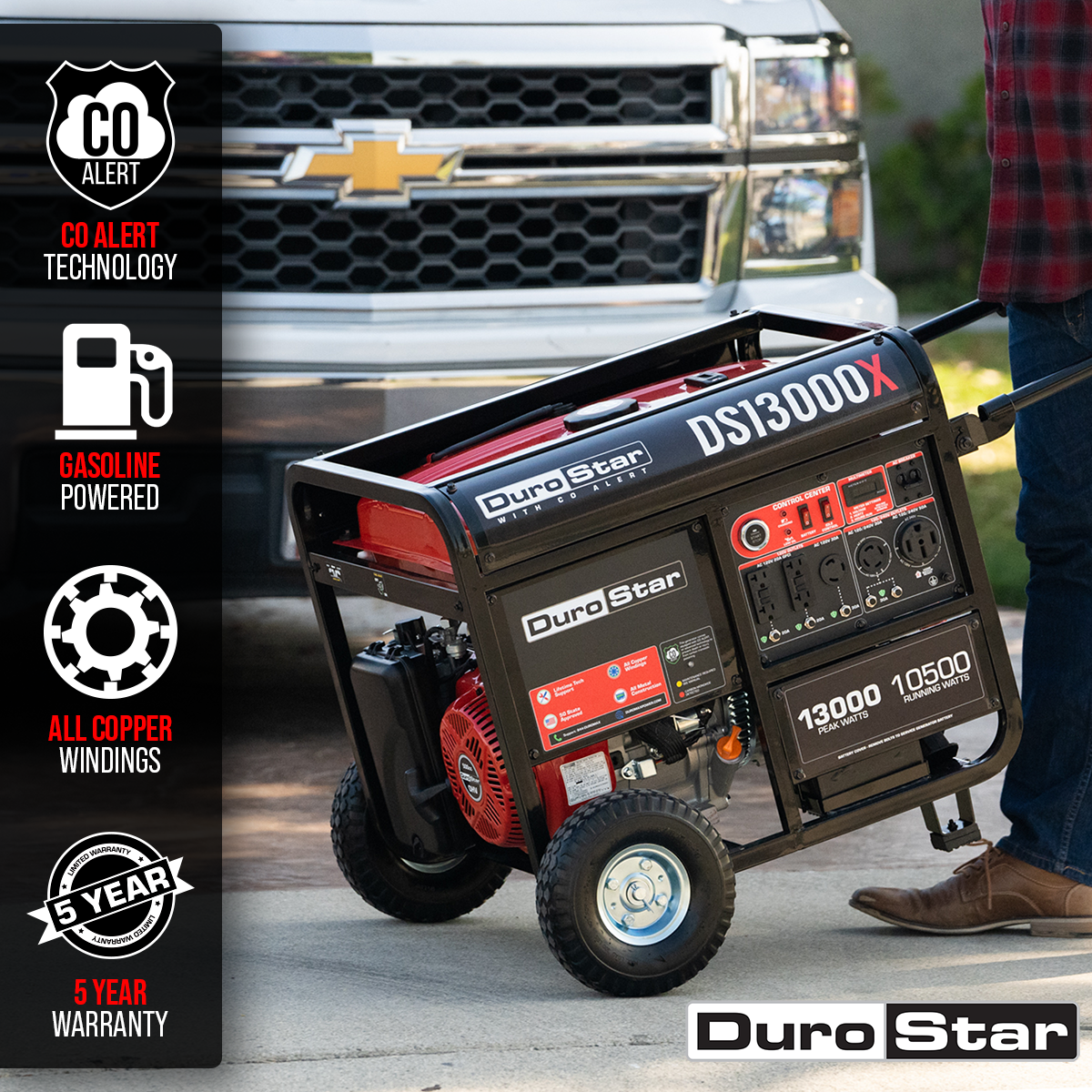 DuroStar 13,000 Watt Gasoline Portable Generator w/ CO Alert DS13000X