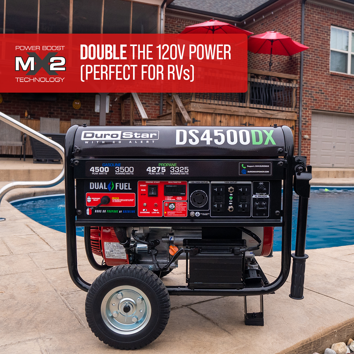 DuroMax 4,500 Watt Dual Fuel Portable Generator w/ CO Alert DS4500DX