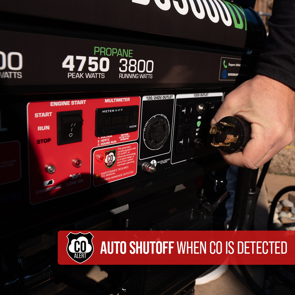 DuroStar 5,000 Watt Dual Fuel Portable Generator w/ CO Alert DS5000DX