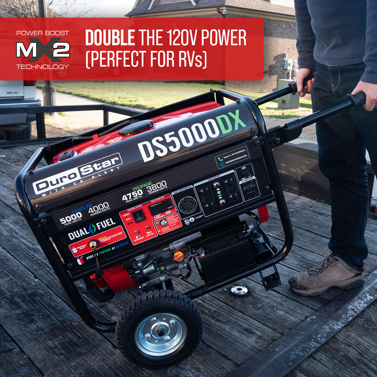 DuroStar 5,000 Watt Dual Fuel Portable Generator w/ CO Alert DS5000DX