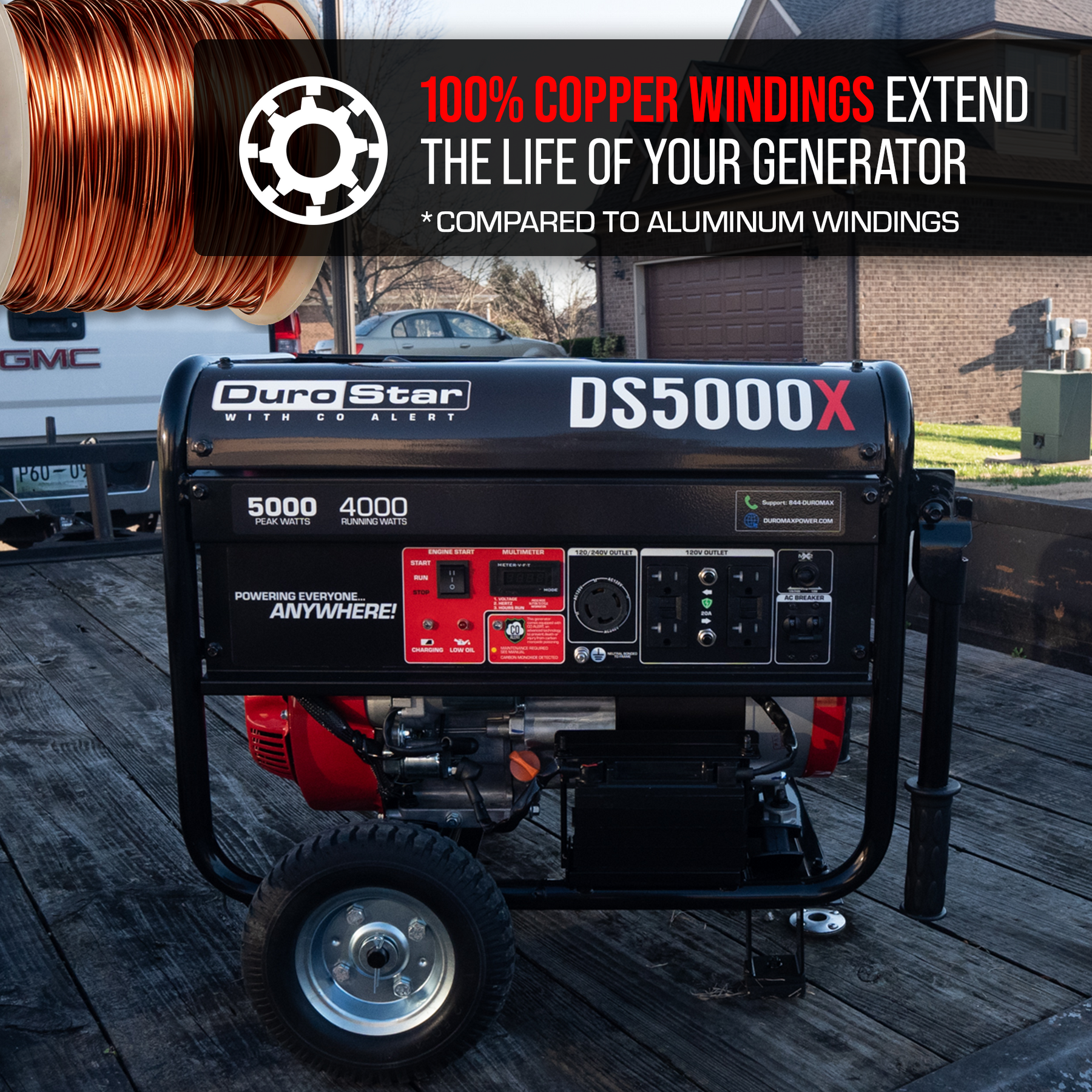 DuroStar 5,000 Watt Gasoline Portable Generator w/ CO Alert DS5000X