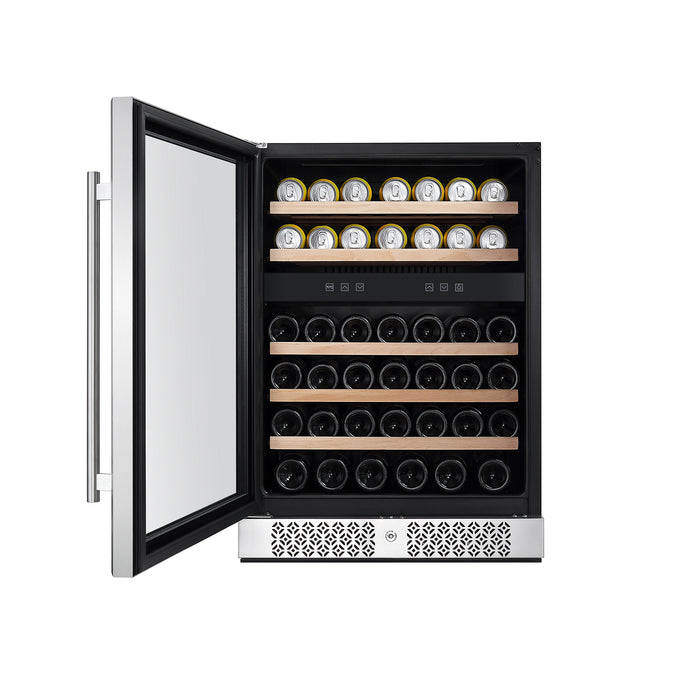 Empava 23.4-in W 46-Bottle Capacity Stainless Steel Dual Zone Cooling Built-in /freestanding Wine Cooler | EMPV-WC04D