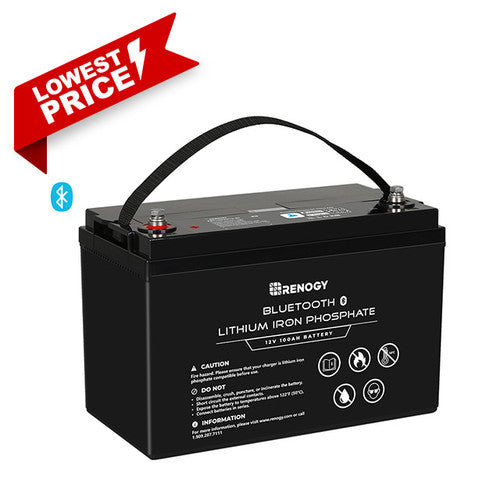 Renogy 12V 100Ah Lithium Iron Phosphate Battery w/ Bluetooth RBT100LFP12-BT-US
