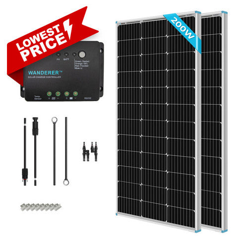 Renogy 200 Watt 12 Volt Solar Starter Kit RNG-KIT-STARTER200D-WND30-US