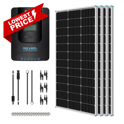 Renogy 400 Watt 12 Volt Solar Starter Kit w/ MPPT Charge Controller RNG-KIT-STARTER400D-RVR40-US