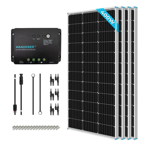 Renogy 400 Watt 12 Volt Solar Starter Kit RNG-KIT-STARTER400D-WND30-US