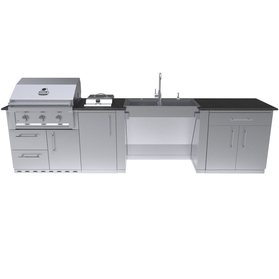 Sunstone Metal CABANA 10'-8" Grill/Burner & Double Sink Island Package SCPCABANA