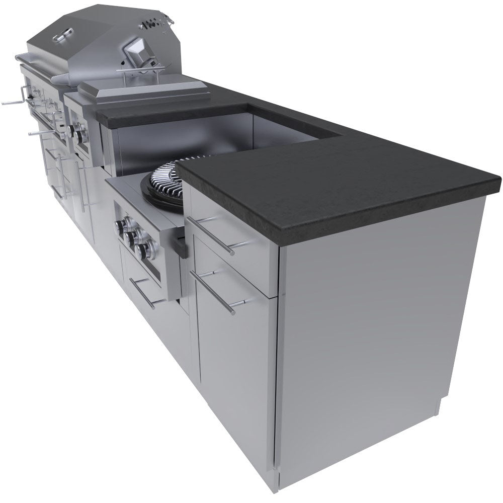 Sunstone Metal DALLAS 9'-11" Hybrid Burning Grill & Power Burner Island Package SCPDALLAS