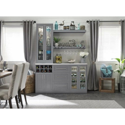 New Age Home Bar Gray 4 Piece Cabinet Set