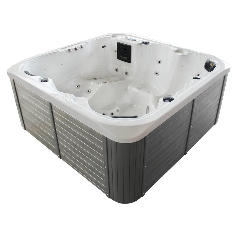 Jet Acrylic Square Hot Tub with Ozonator in Gray