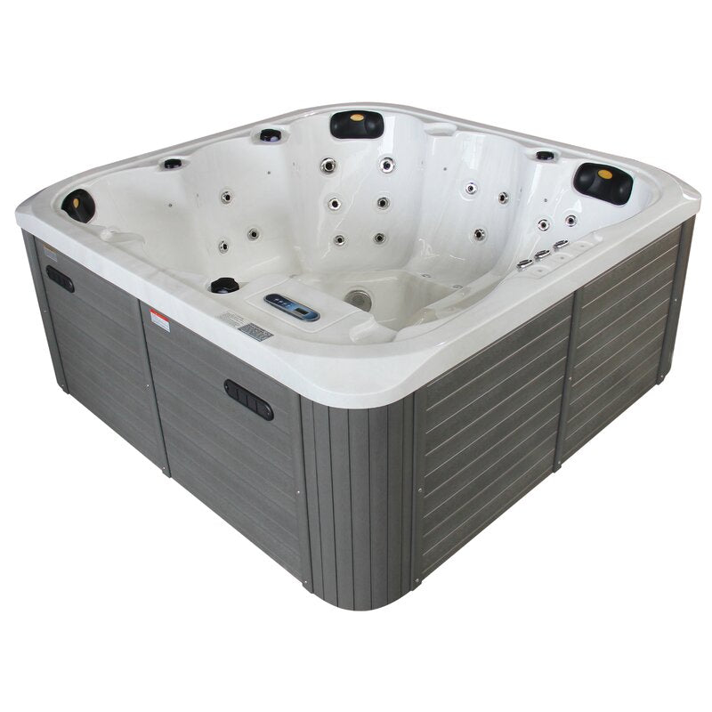 Jet Acrylic Square Hot Tub with Ozonator in Gray