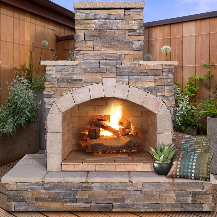 Cal Flame Steel Propane/Natural Gas Outdoor Fireplace