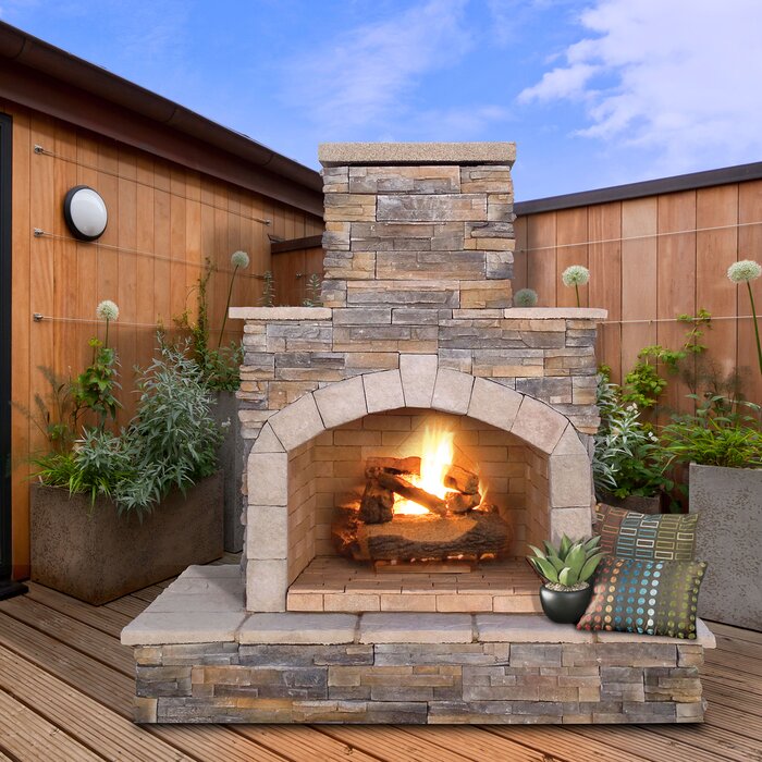 Cal Flame Steel Propane/Natural Gas Outdoor Fireplace
