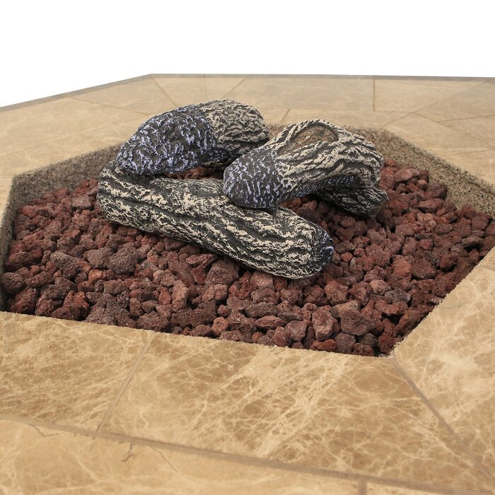 Cal Flame Fire Pit Table with Lava Rocks 60 in. Dining Height Hexagonal / Propane or Natural Gas by Cal Flame