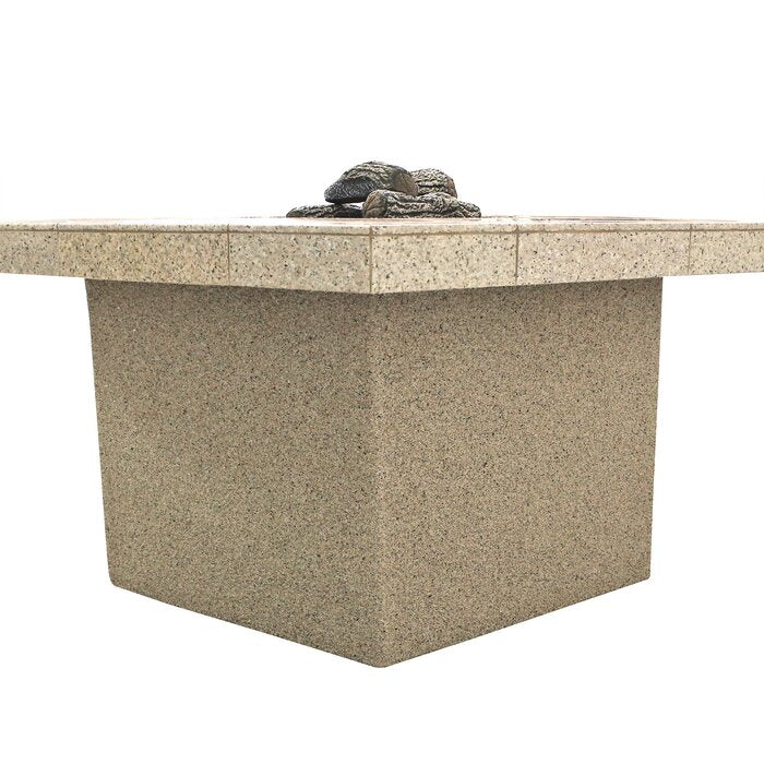 Cal Flame Stucco and Tile Hexagon Steel Propane/Natural Gas Fire Pit Table