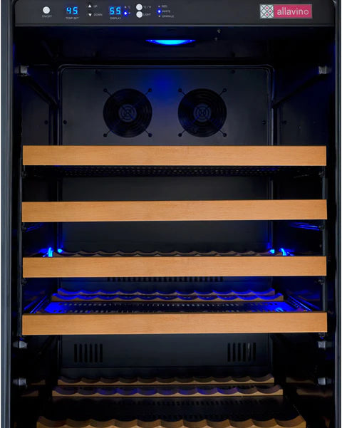 Allavino 47" Wide FlexCount II Tru-Vino 344 Bottle Four Zone Black Side-by-Side Wine Refrigerator