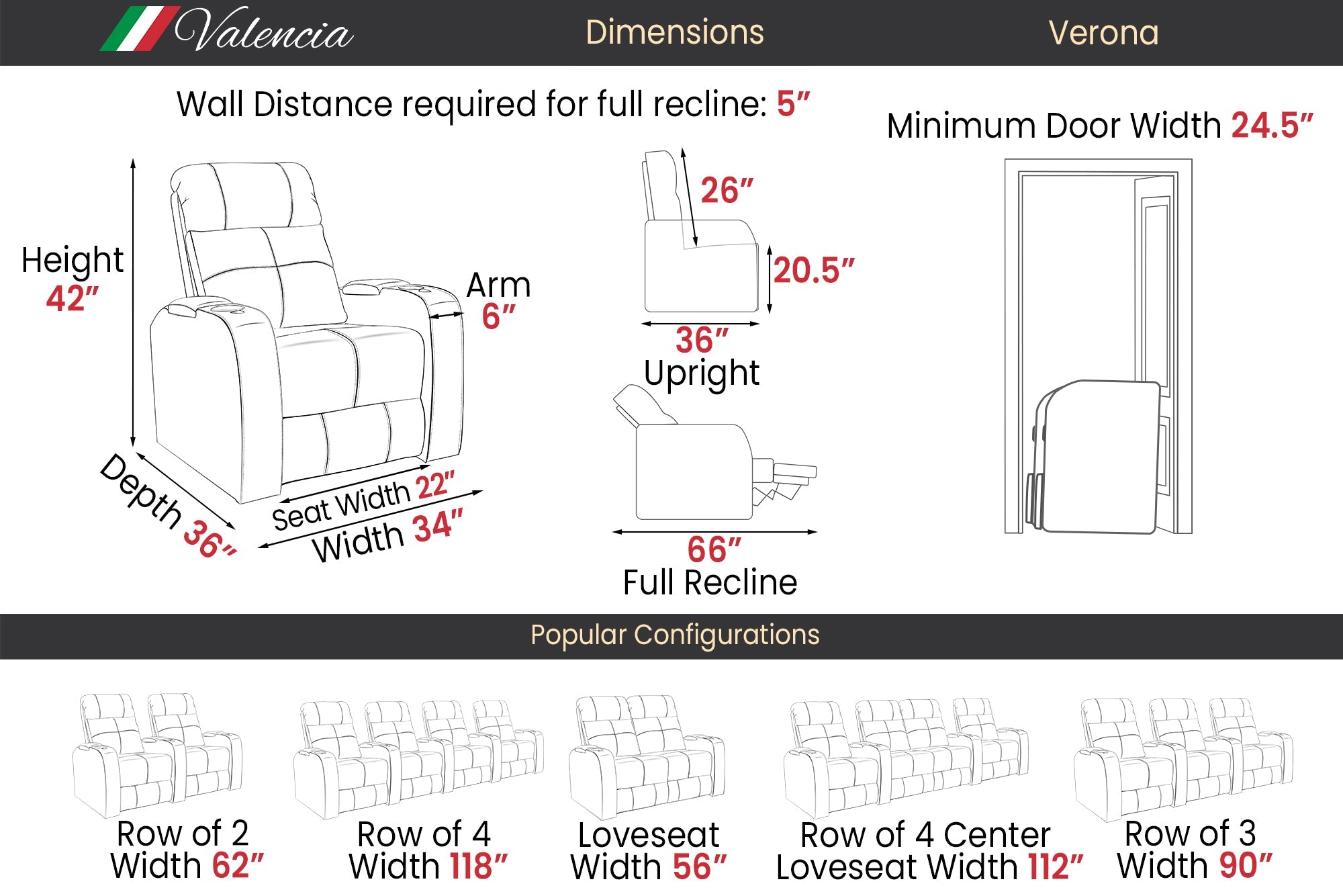 Valencia Single Verona Power Headrest Edition