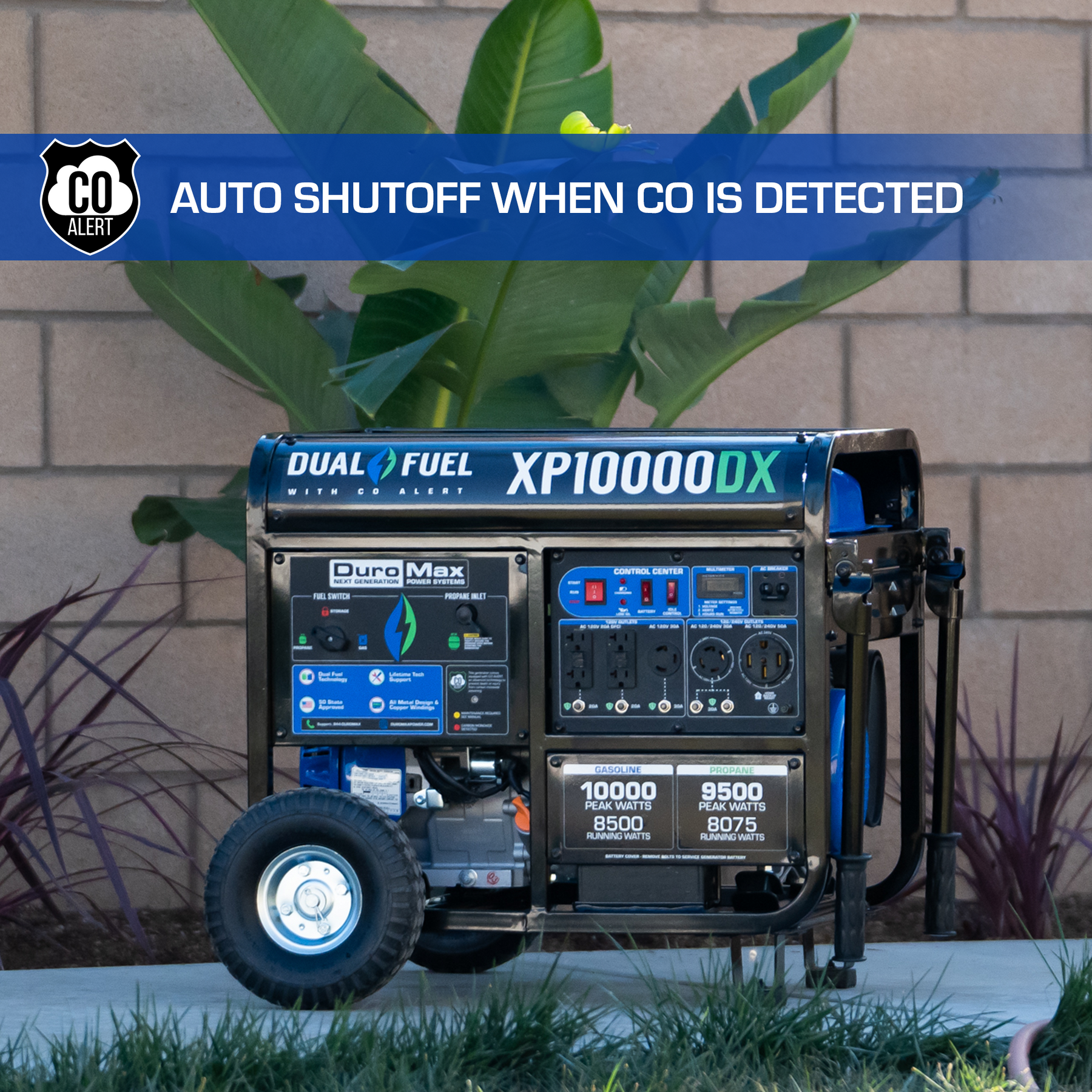 DuroMax 10,000 Watt Dual Fuel Portable Generator w/ CO Alert XP10000DX