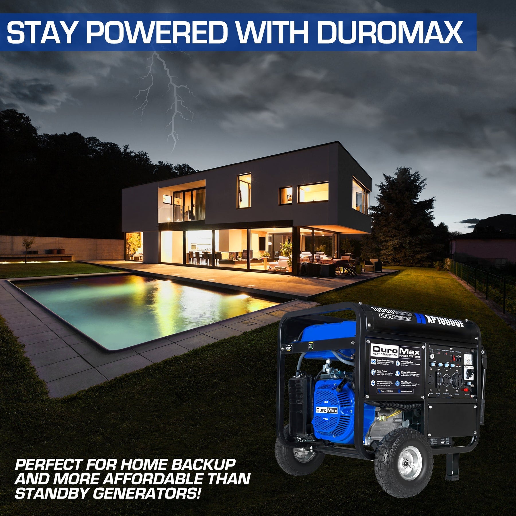 DuroMax 10,000 Watt Gasoline Portable Generator XP10000E