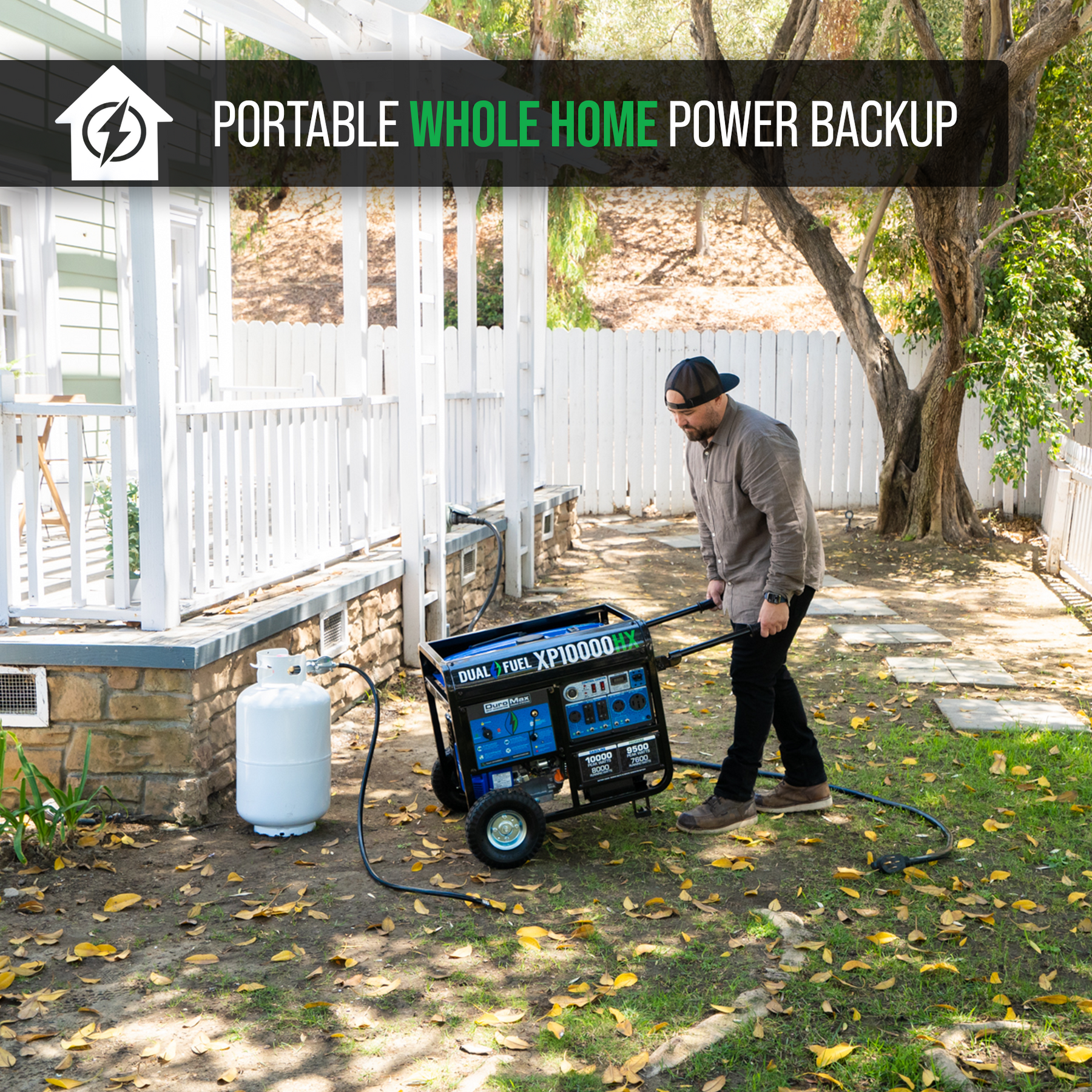 DuroMax 10,000 Watt Dual Fuel Portable HX Generator w/ CO Alert XP10000HX