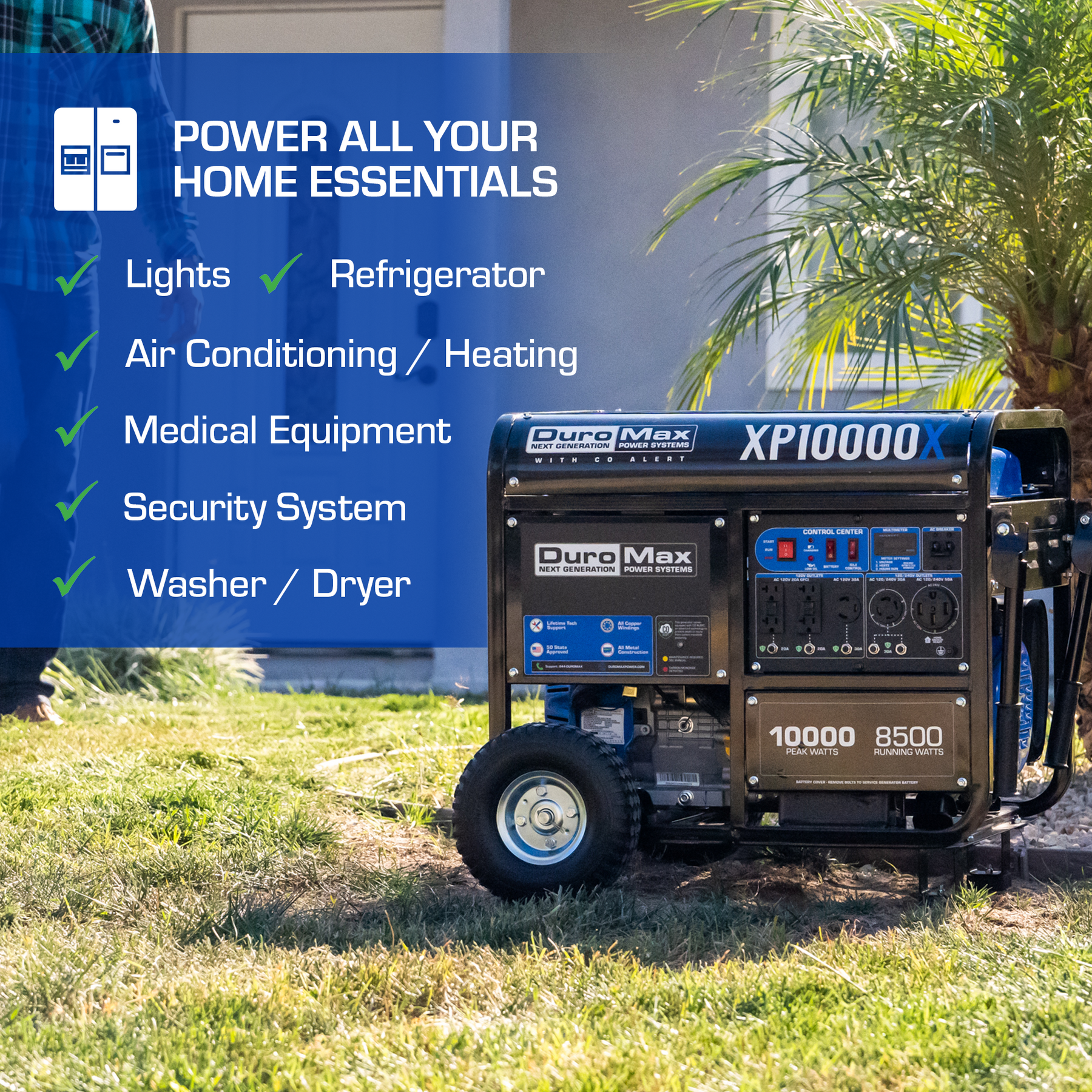 DuroMax 10,000 Watt Gasoline Portable Generator w/ CO Alert XP10000X