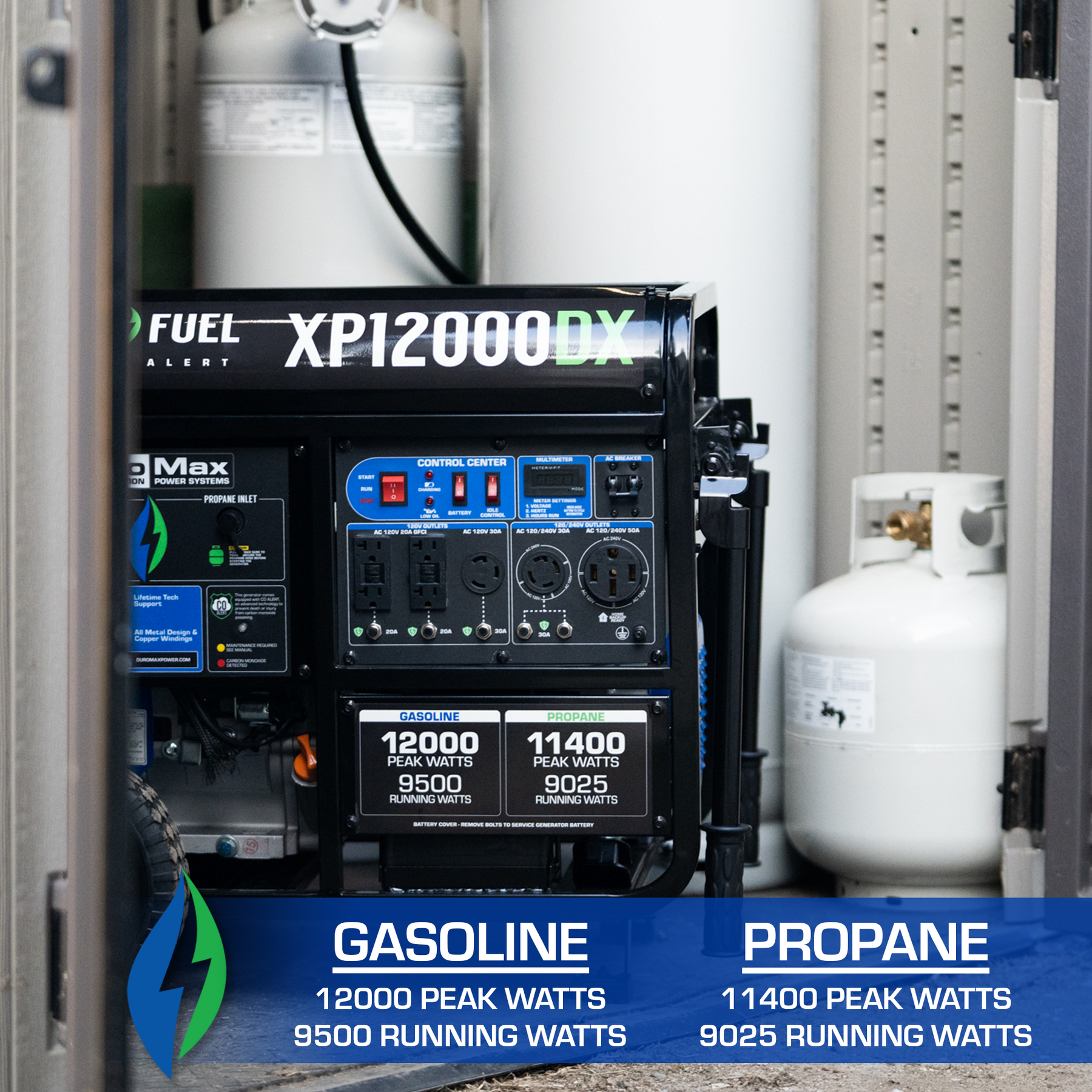 DuroMax 12,000 Watt Dual Fuel Portable Generator w/ CO Alert XP12000DX