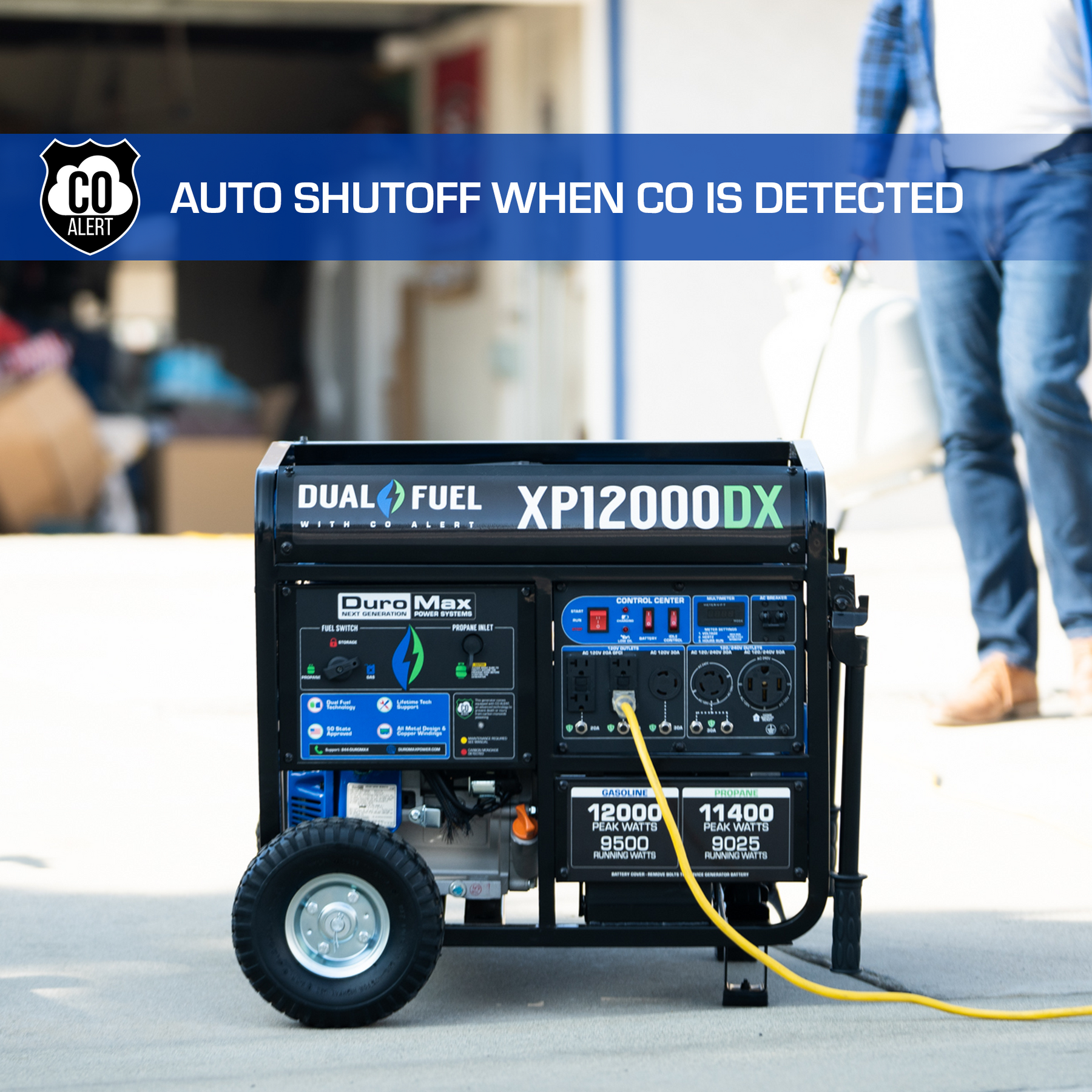 DuroMax 12,000 Watt Dual Fuel Portable Generator w/ CO Alert XP12000DX