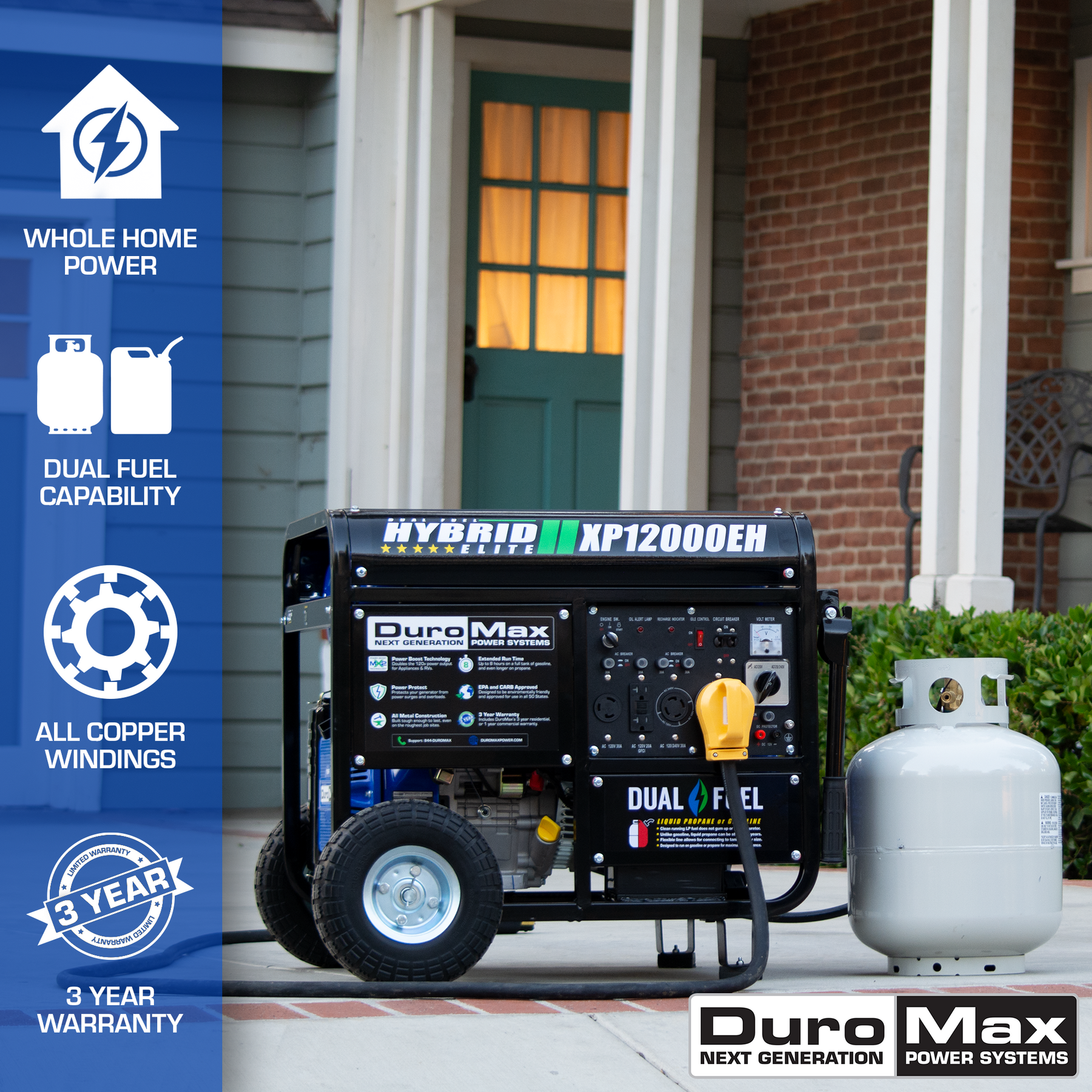 DuroMax 12,000 Watt Dual Fuel Portable Generator XP12000EH