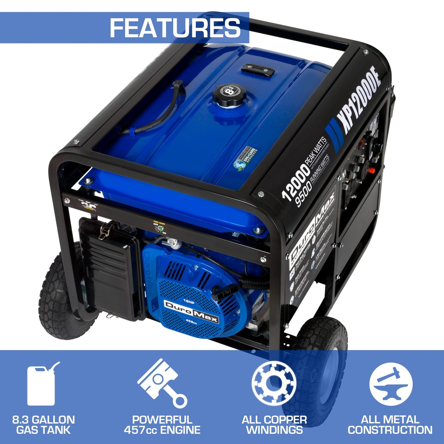 DuroMax 12,000 Watt Gasoline Portable Generator XP12000E