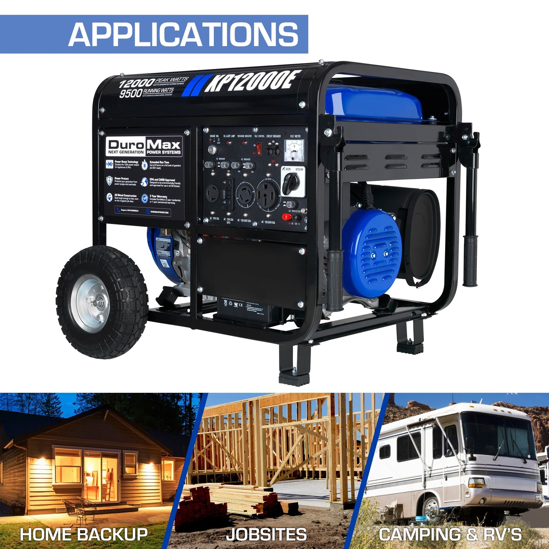 DuroMax 12,000 Watt Gasoline Portable Generator XP12000E