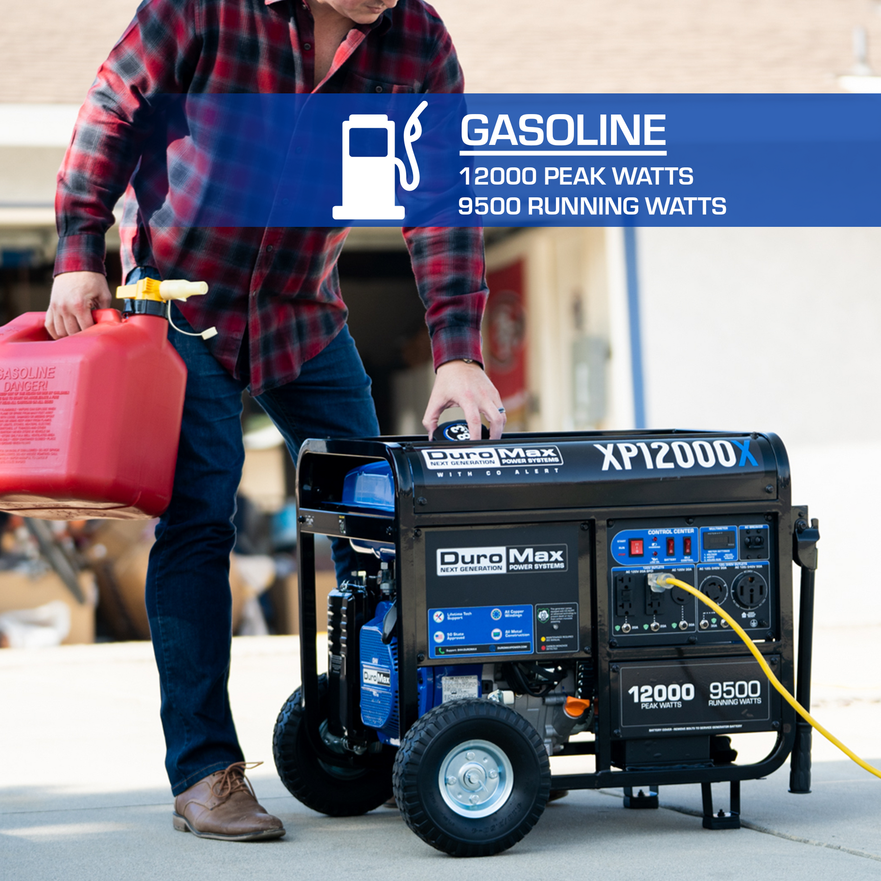 DuroMax 12,000 Watt Gasoline Portable Generator w/ CO Alert XP12000X
