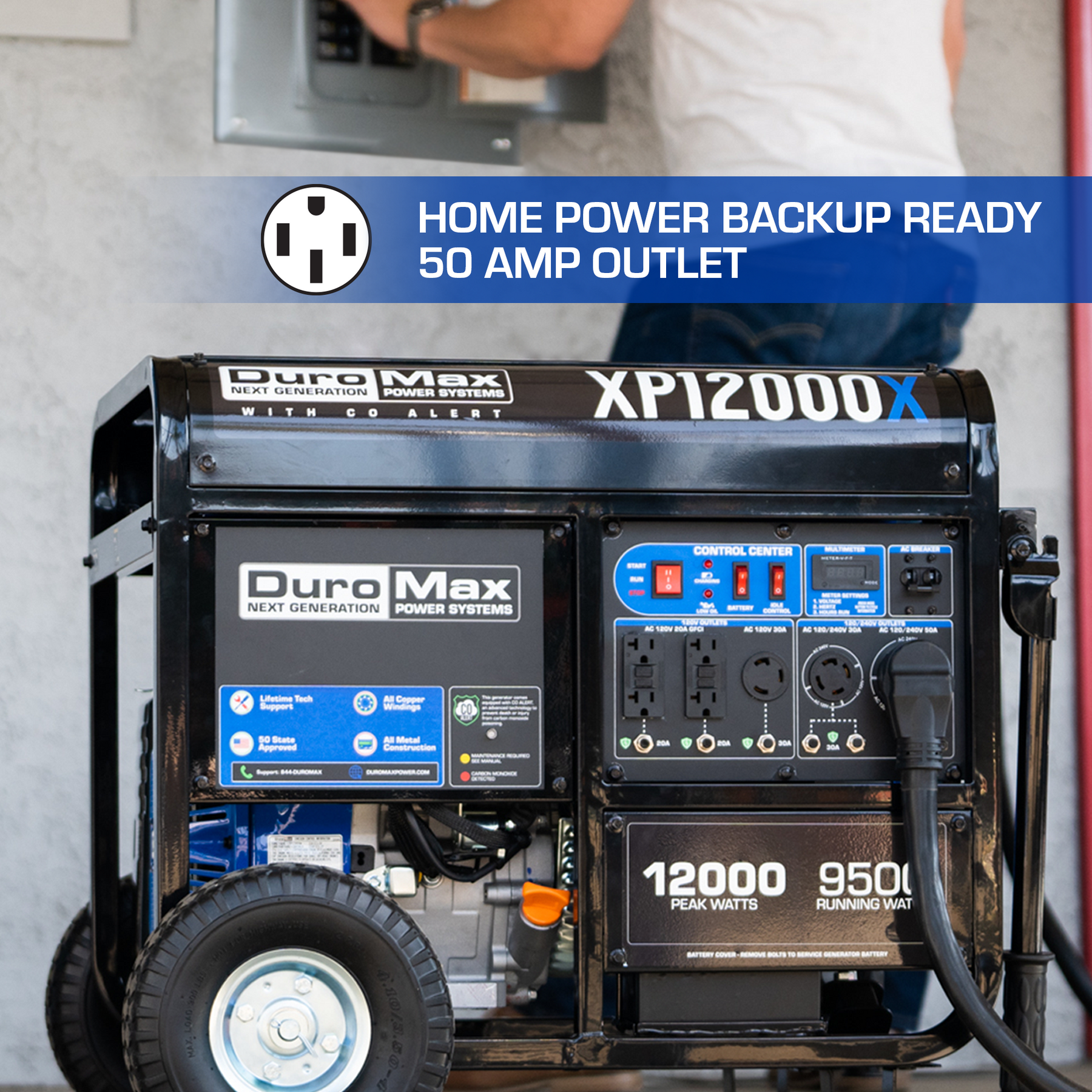 DuroMax 12,000 Watt Gasoline Portable Generator w/ CO Alert XP12000X