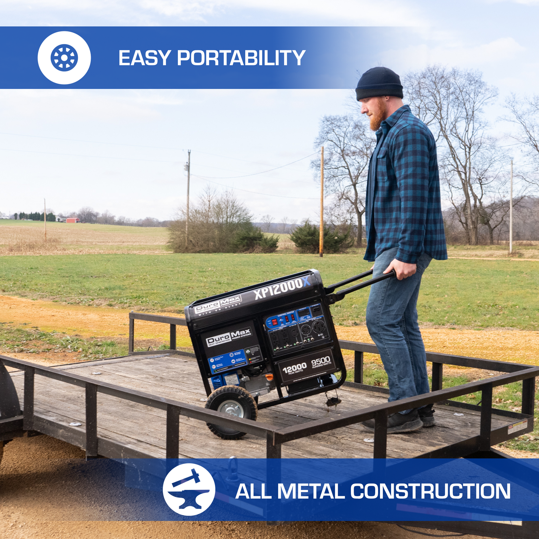 DuroMax 12,000 Watt Gasoline Portable Generator w/ CO Alert XP12000X