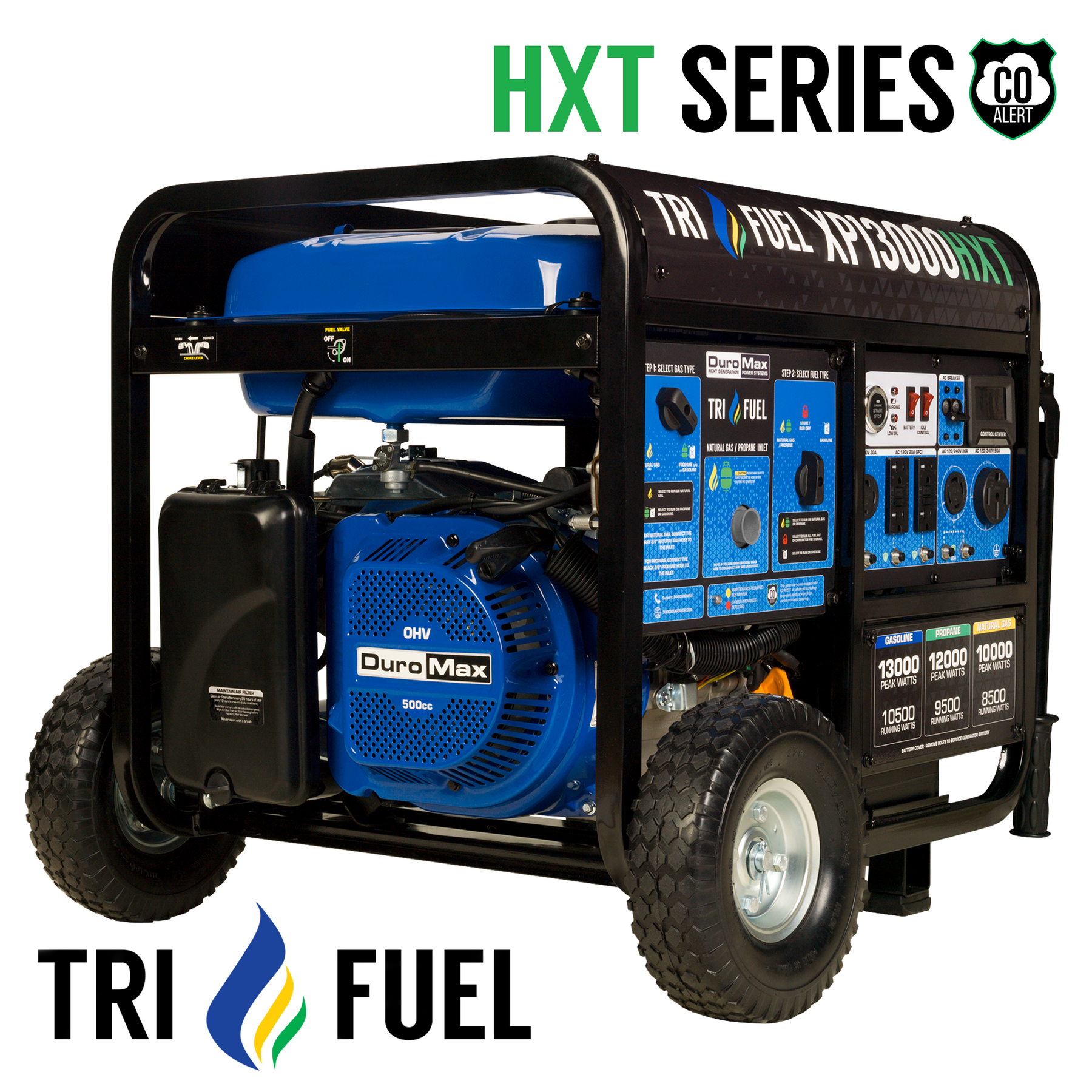 DuroMax 13,000 Watt Tri Fuel Portable HXT Generator w/ CO Alert XP13000HXT