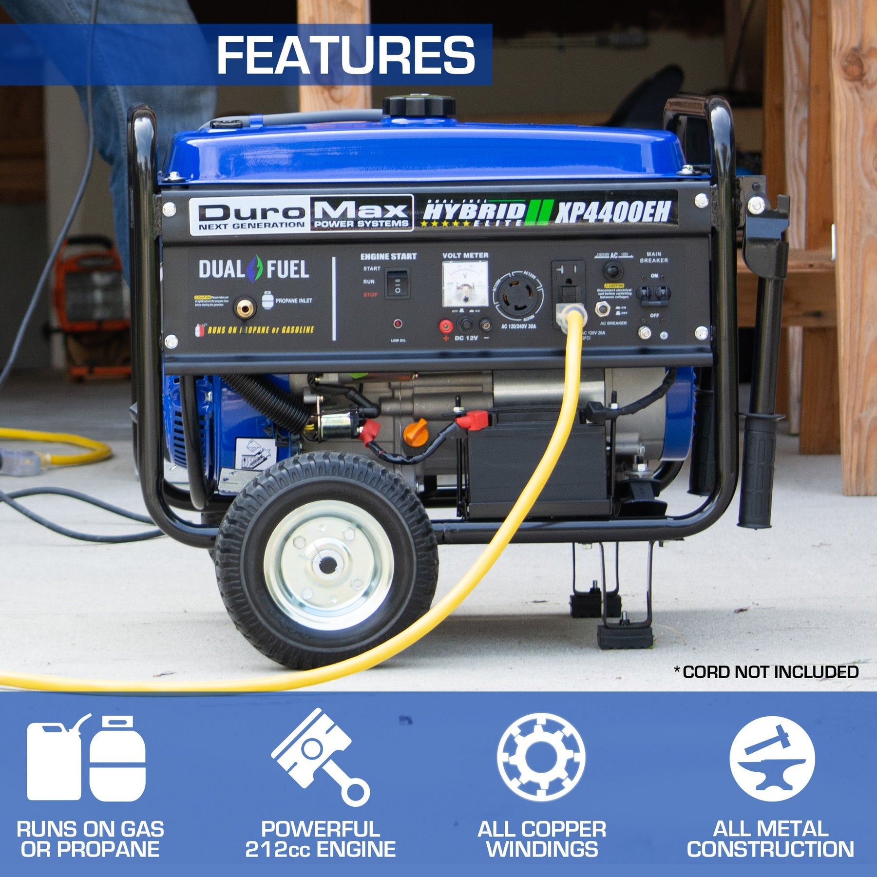 DuroMax 4,400 Watt Dual Fuel Portable Generator XP4400EH