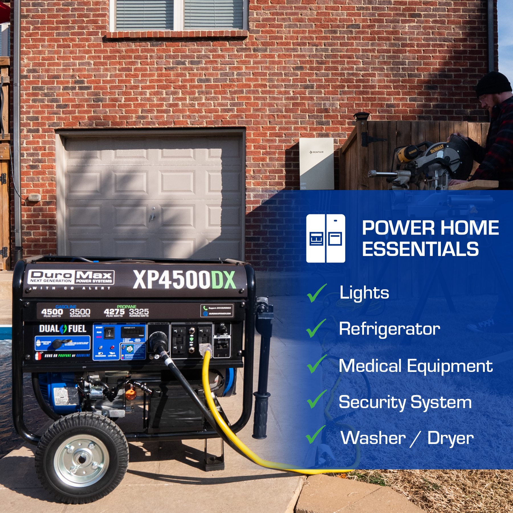 DuroMax 4,500 Watt Dual Fuel Portable Generator w/ CO Alert XP4500DX