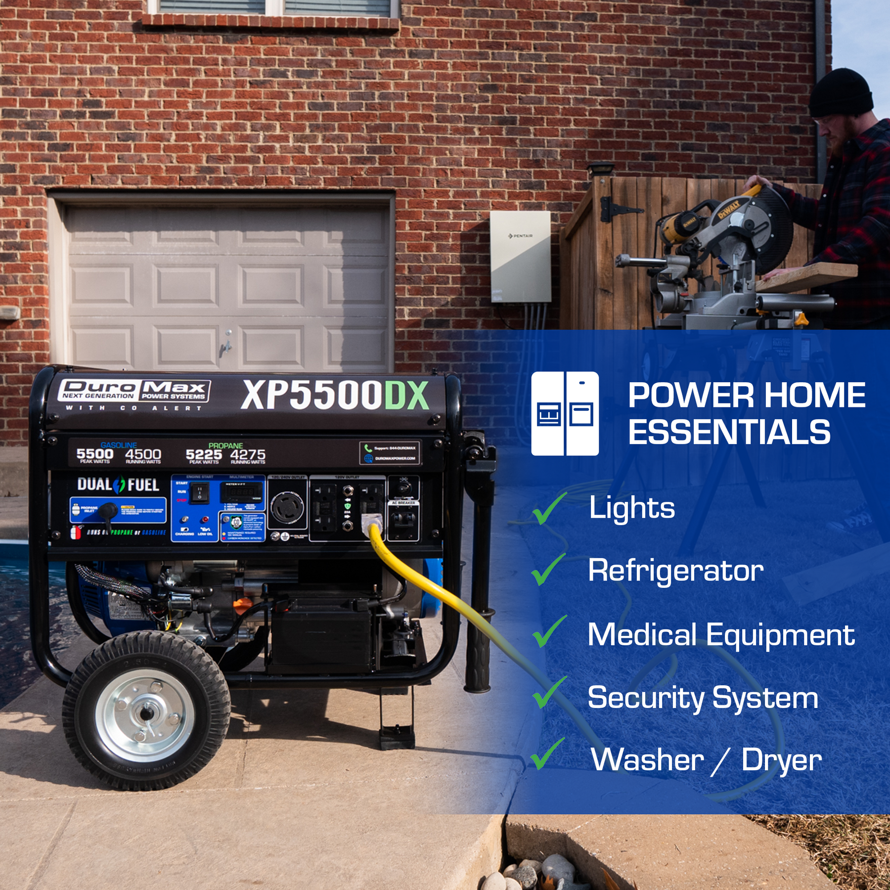 DuroMax 5,500 Watt Dual Fuel Portable Generator w/ CO Alert XP5500DX