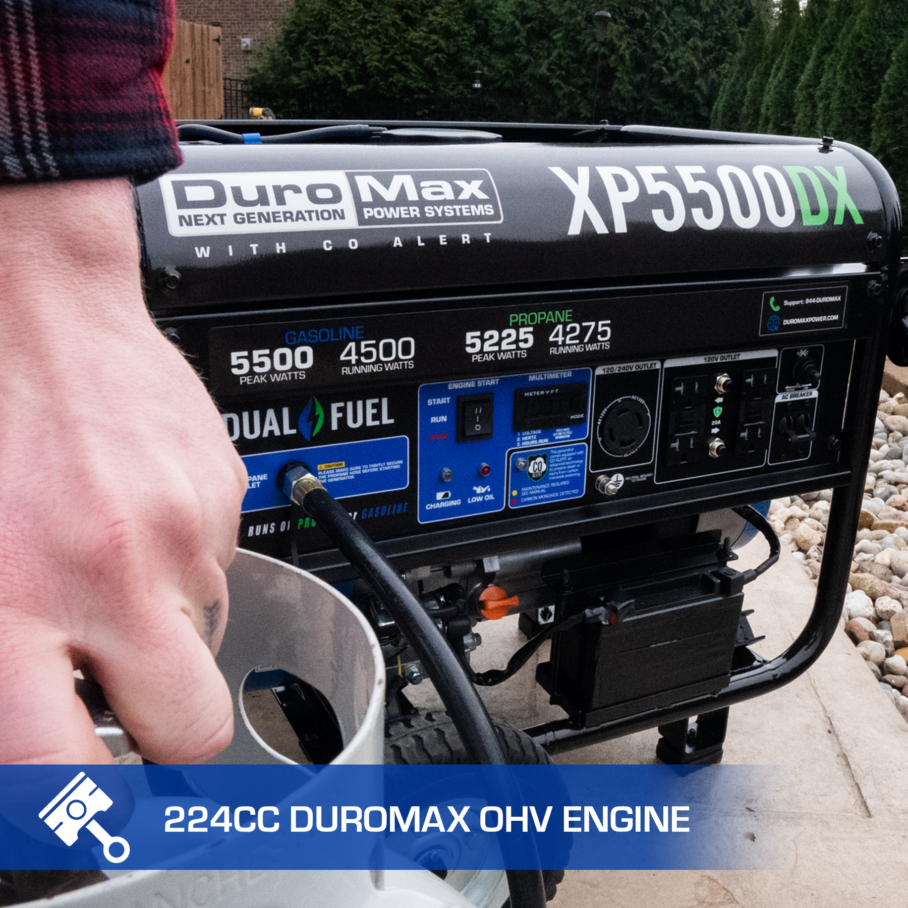 DuroMax 5,500 Watt Dual Fuel Portable Generator w/ CO Alert XP5500DX