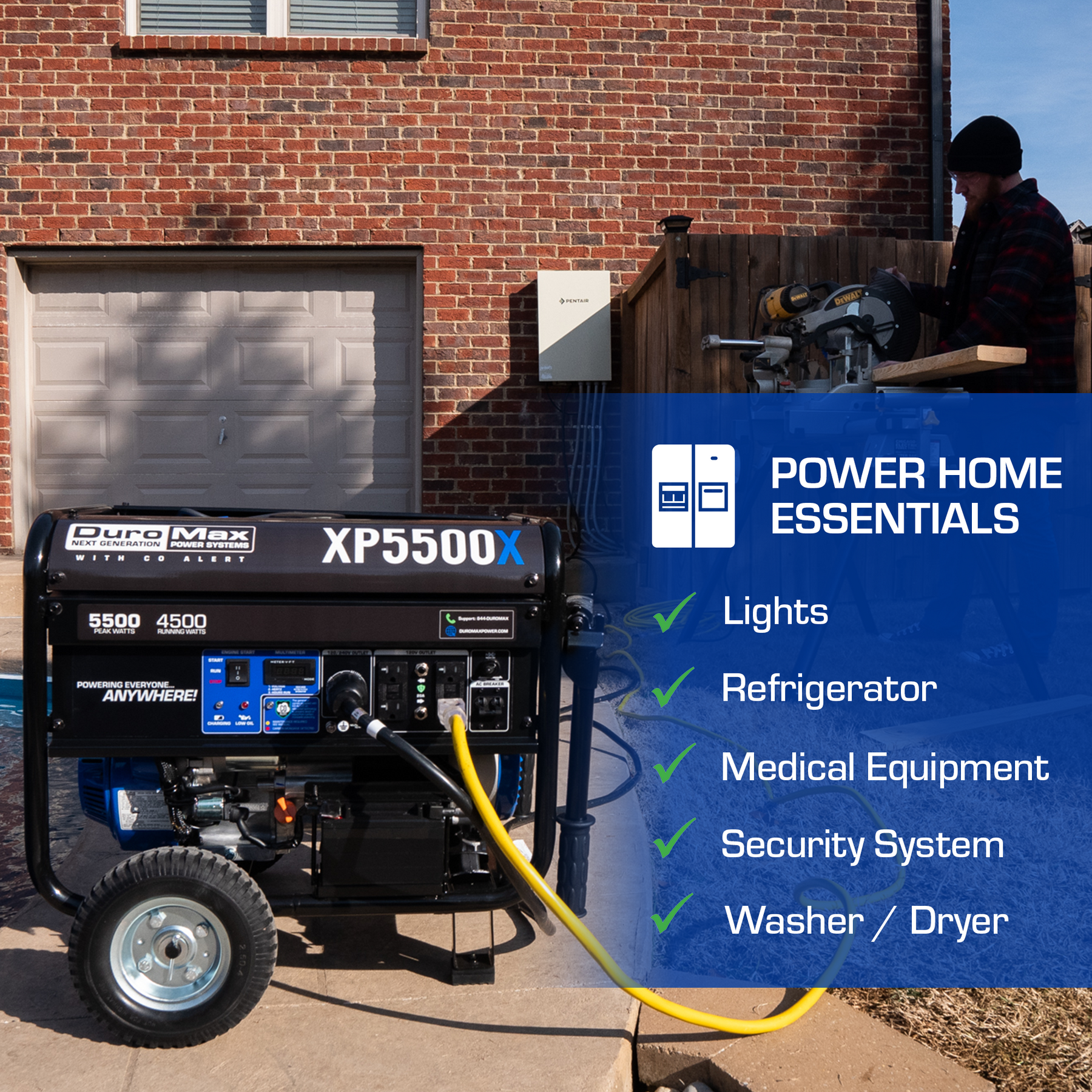 DuroMax 5,500 Watt Gasoline Portable Generator w/ CO Alert XP5500X