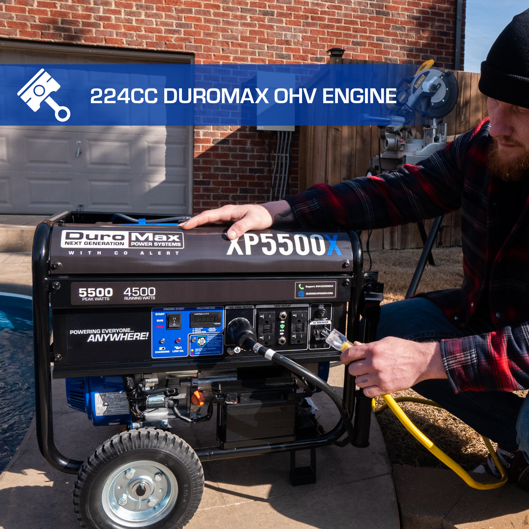 DuroMax 5,500 Watt Gasoline Portable Generator w/ CO Alert XP5500X