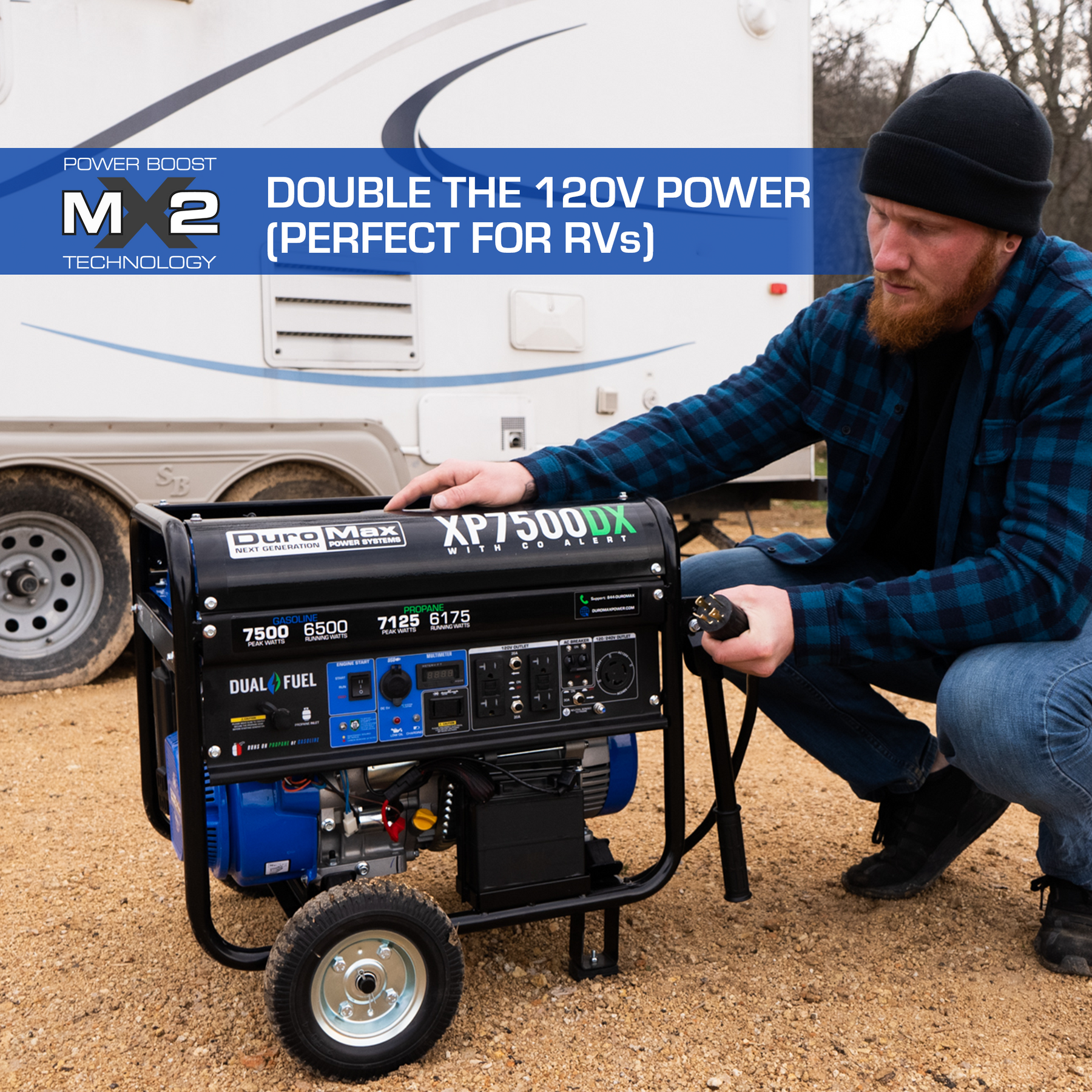 DuroMax 7,500 Watt Dual Fuel Portable Generator w/ CO Alert XP7500DX