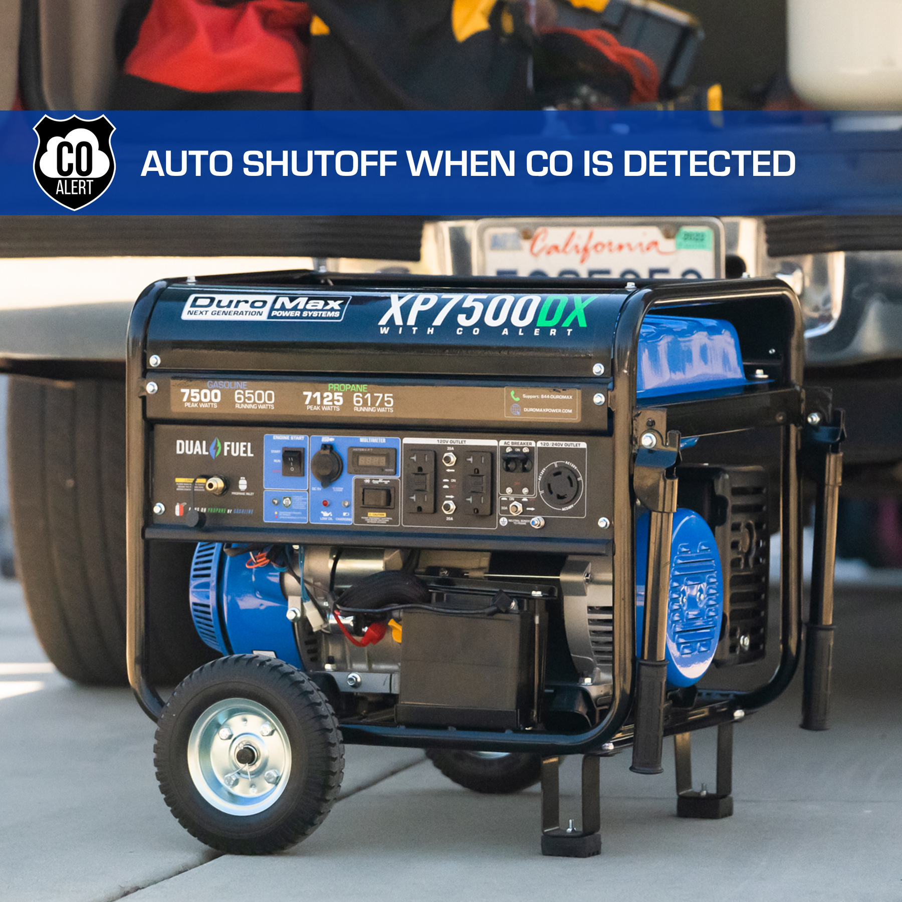 DuroMax 7,500 Watt Dual Fuel Portable Generator w/ CO Alert XP7500DX