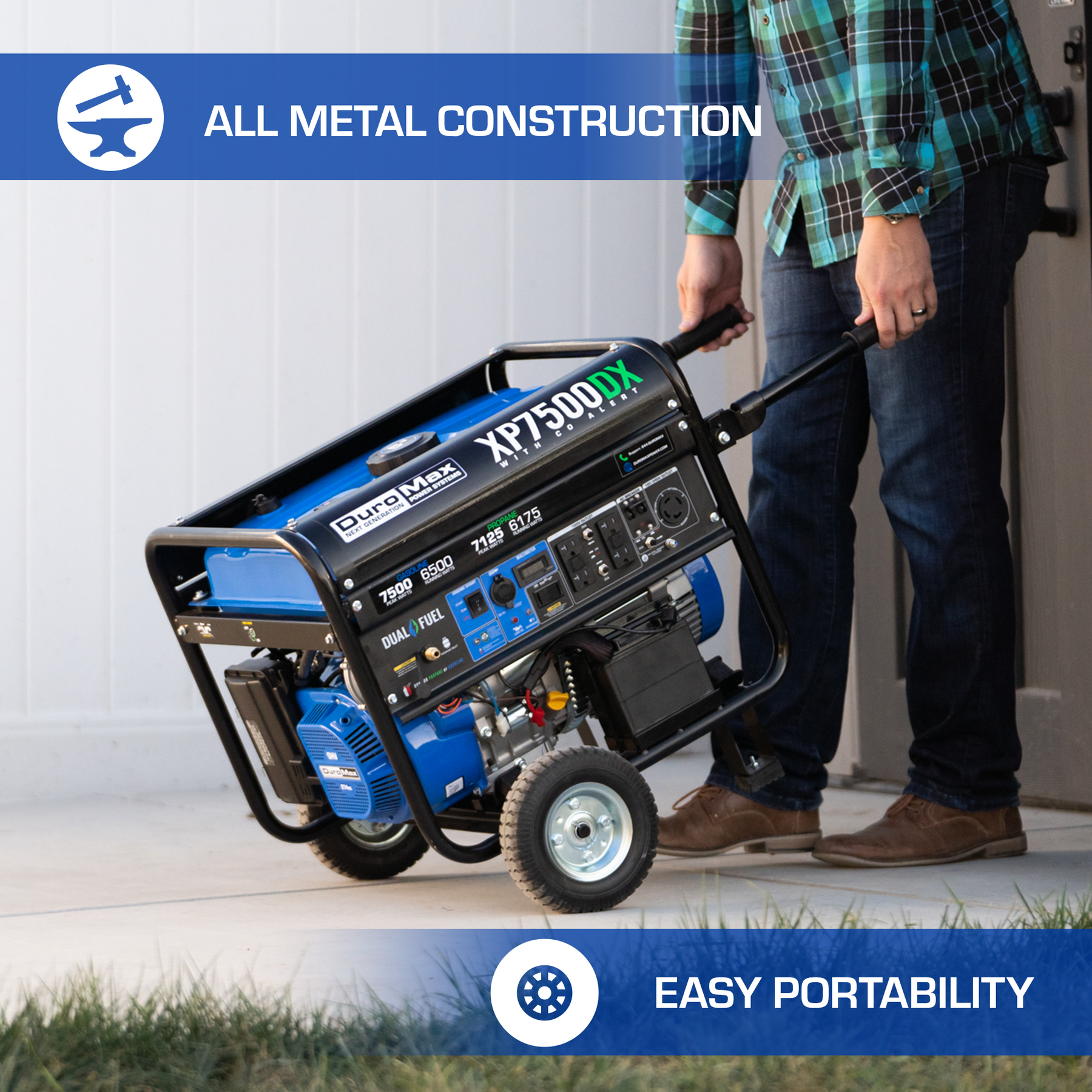 DuroMax 7,500 Watt Dual Fuel Portable Generator w/ CO Alert XP7500DX