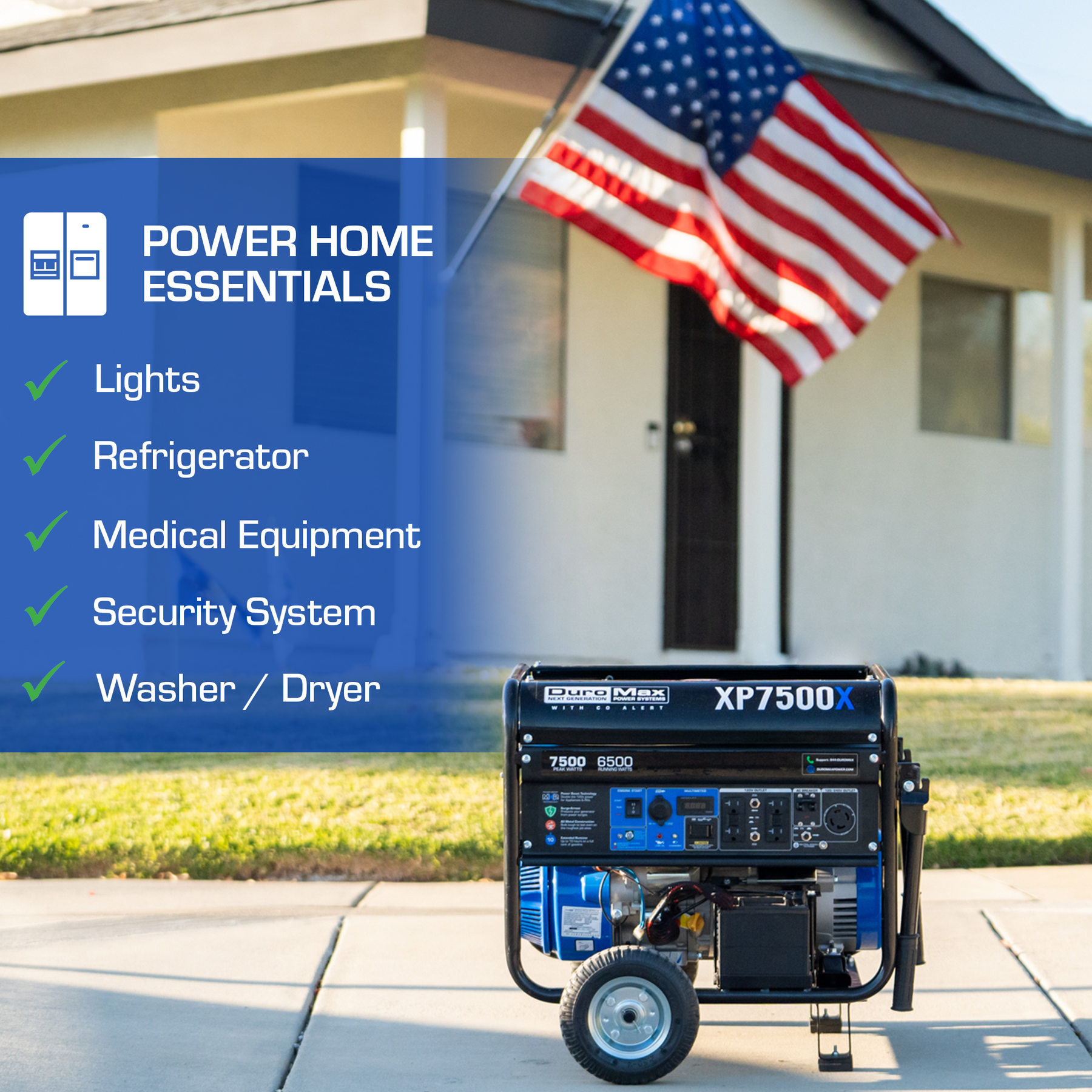 DuroMax 7,500 Watt Gasoline Portable Generator w/ CO Alert XP7500X