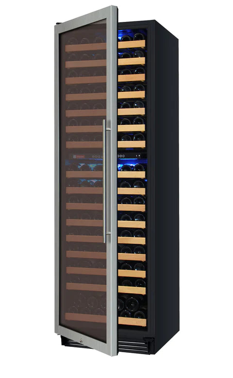Allavino 24" Wide FlexCount II Tru-Vino Technology 172 Bottle Dual Zone Stainless Steel Left Hinge Wine Refrigerator