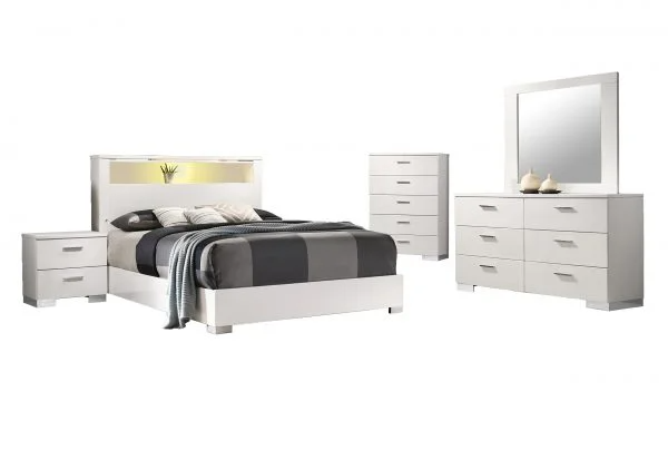 BQF Rose 5 Piece Bedroom Set with Chest, California King ROS-CK4C