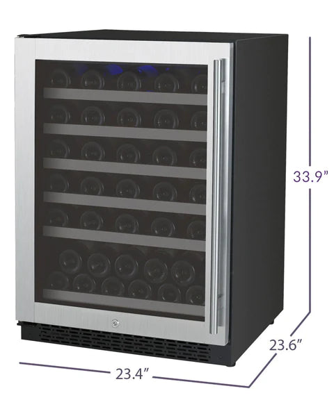 Allavino 24" Wide FlexCount II Tru-Vino 56 Bottle Single Zone Stainless Steel Left Hinge Wine Refrigerator