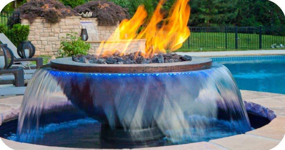 HPC Fire EI Evolution 360 Series Fire and Water Insert, 4 Scupper Water Feature